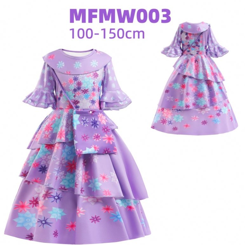 Baige Encanto Mirabel Isabella Purple Girl Robe Long Manches NOUVEAU CARNIVAL KIDS COSPlay Costume MFMW001