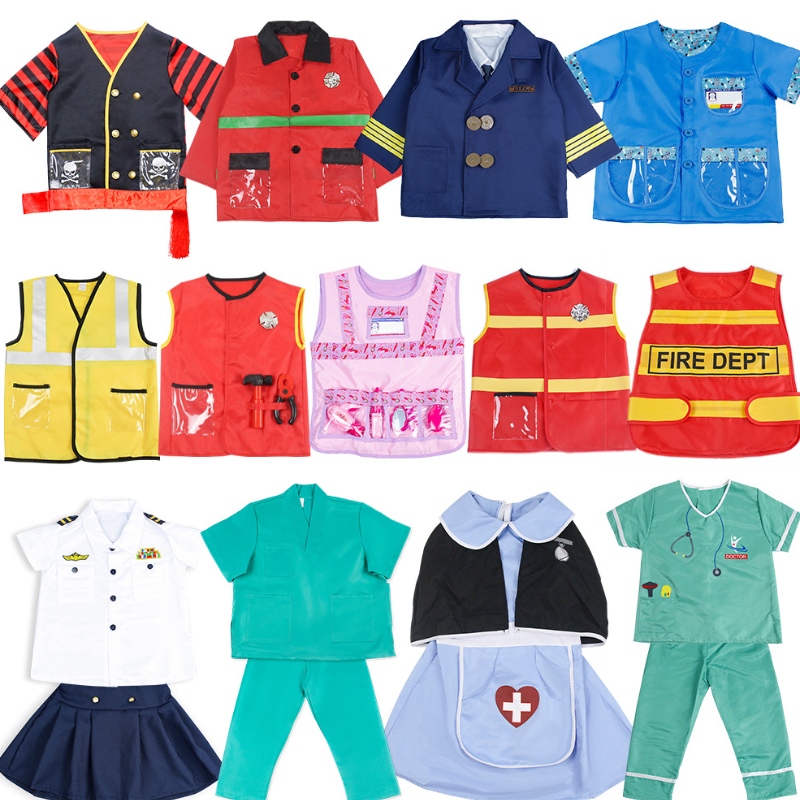 Halloween Children Doctor Cosplay Costume Costum Kindergarten Play Play Firefighter Cook Costume Costume Nurses Pilots Costumes