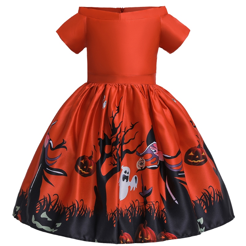 Amazon Halloween Kids Clothing cosplay bal Print dress show dress + Hat