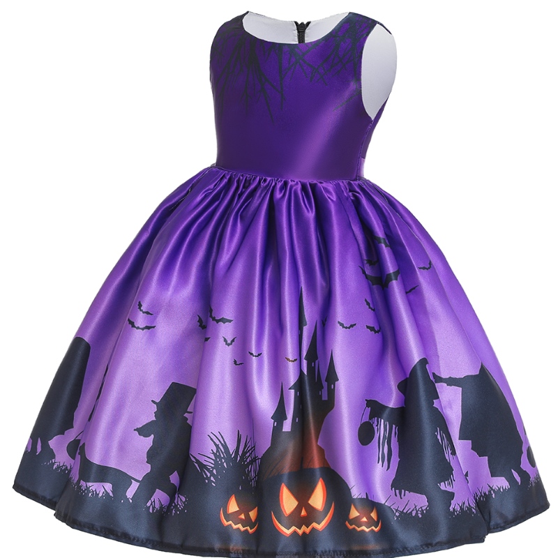 Vêtements d'enfants Imprimez la robe de princesse Halloween pour Halloween