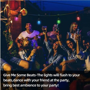 48 pieds Couleurs Changer des lumières de chaîne extérieure, 15 ampoules LED TRAPHIFFRATION DUMMABLE, IP65 IP65 STRIFFERSE, RGBW LUMIÈRES DE CLASSAGE DE FLASHING AVEC RF RELOCITEMENTS, LUCTURES DÉCORATIVES POUR PATIO GARDIN