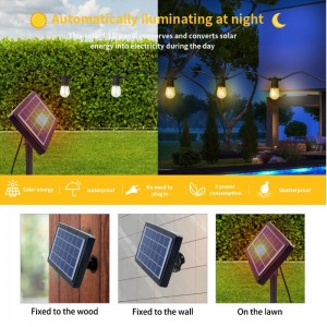 48 pieds Solar Outdoor RVB String Lights, Dimmable Patio String Lights with 2 Remote Control, Solar String Lights étanche avec 15 lumières suspendues dalmables pour Garden Bistro, fête
