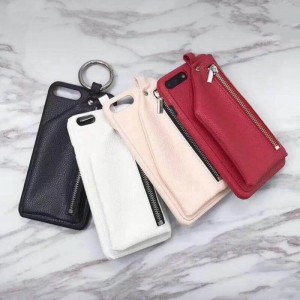 Étui de protection par téléphone mobile Apple iPhone 8, étui de protection en cuir manuel, petit sac de téléphone mobile de stockage de petits portefeuilles, étui de téléphone mobile rouge résistant aux chutes et résistant aux...