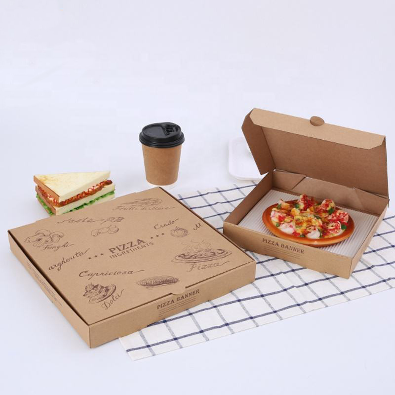 7/9/12 pouces Boîte à pizza rectangle, boîte personnalisée biodégradable pour pizza