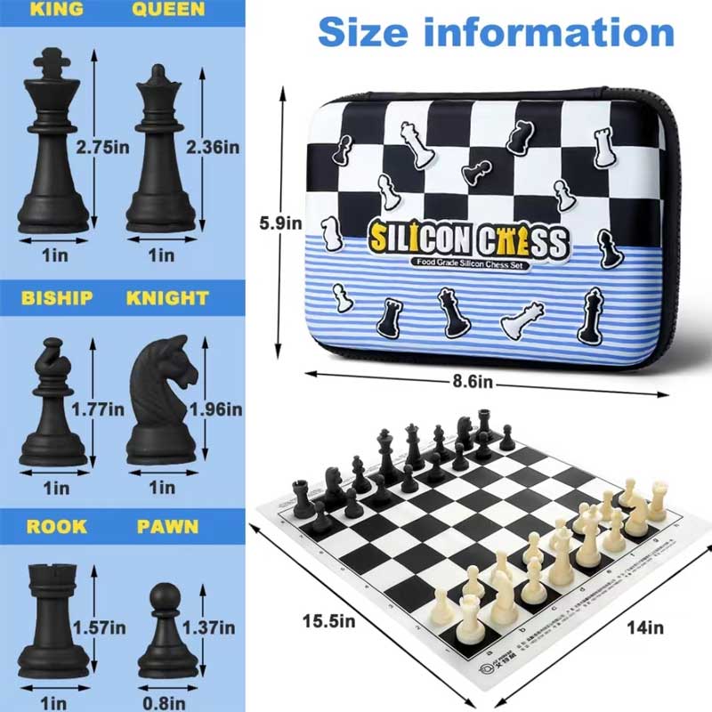 Silicone Chess Educational Toys Game Silicone Chess Board and Pieces Set