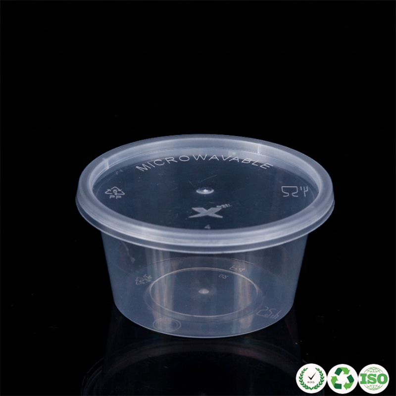 Coupe de sauce en plastique transparent jetable Récipient avec couvercle
