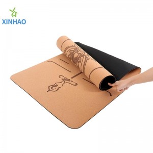 Amazon Mat de yoga en caoutchouc Cork Pu à la vente le plus vendu en gros en gros, 4 mm/5mm PU Rubber Cork Mat de yoga sans glissement, supporter le logo ou l\'impression personnalisée