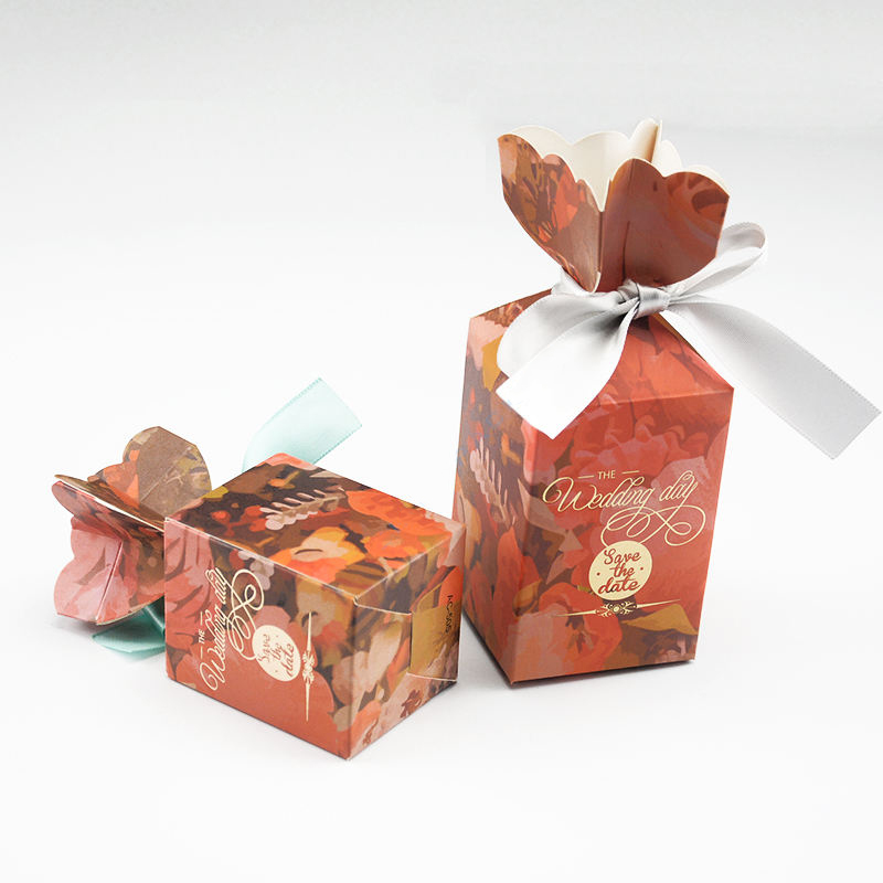 Impression personnalisée Boîte cadeau en papier invité de bonbon de mariage