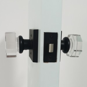 S2603 Boutons de porte en cristal en verre transparent intérieur, octogone forme de porte d\'intimité des boutons de porte pour chambre à coucher/bathroom,noir mat