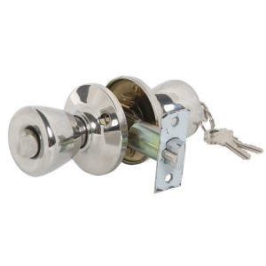 2506 Bouton de porte intérieure dans le bouton de porte chromée en satin avec verrouillage et clé de porte à clé Knob 1 pack