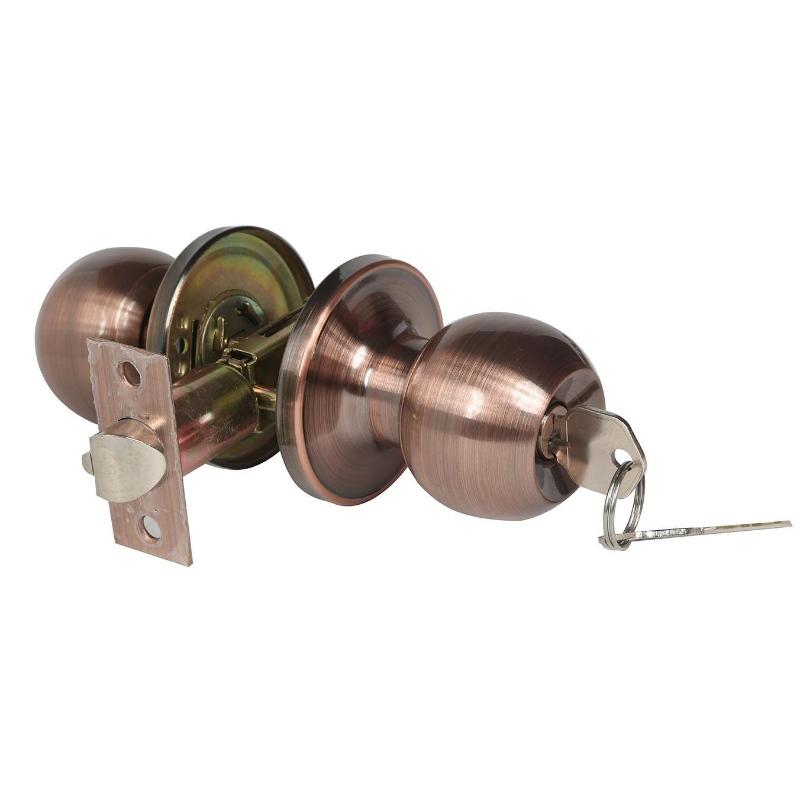 2501 bouton de porte d\'entrée avec serrure et clé, intérieur et verrouillage de porte extérieure, bouton de porte de balle standard