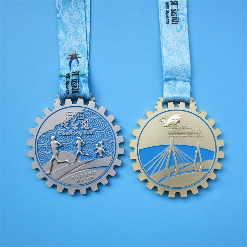 Gear Design Race Award 3D Metal Hanger Médailles d'or Custom Sports Médaille