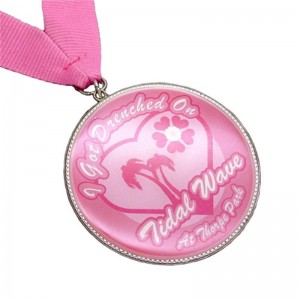 Médailles de course d\'impression rose pour femmes Médaille de marathon de sport métallique personnalisé avec ruban