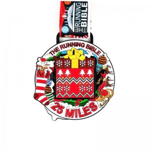 Médaille sur mesure Santanta Running Médailles Médailles personnalisées Gift pour les médailles de métal de Noël