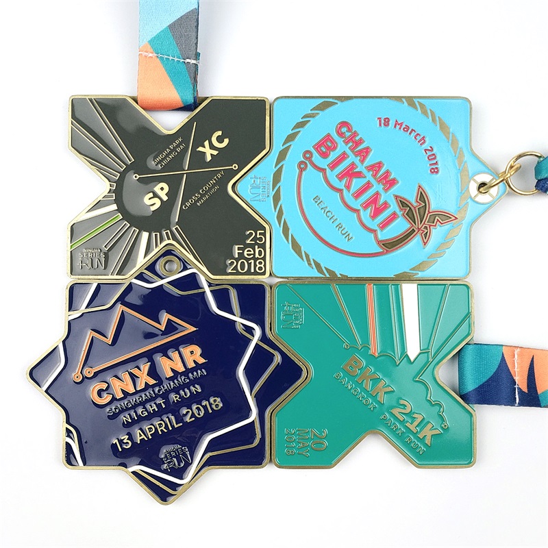 Médailles de récompense Trophée personnalisé Metal Blue Email Médaille religieuse