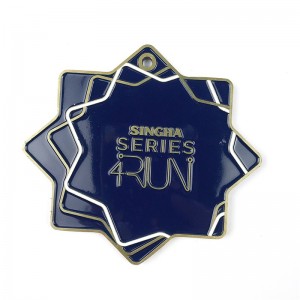 Médailles de récompense Trophée personnalisé Metal Blue Email Médaille religieuse