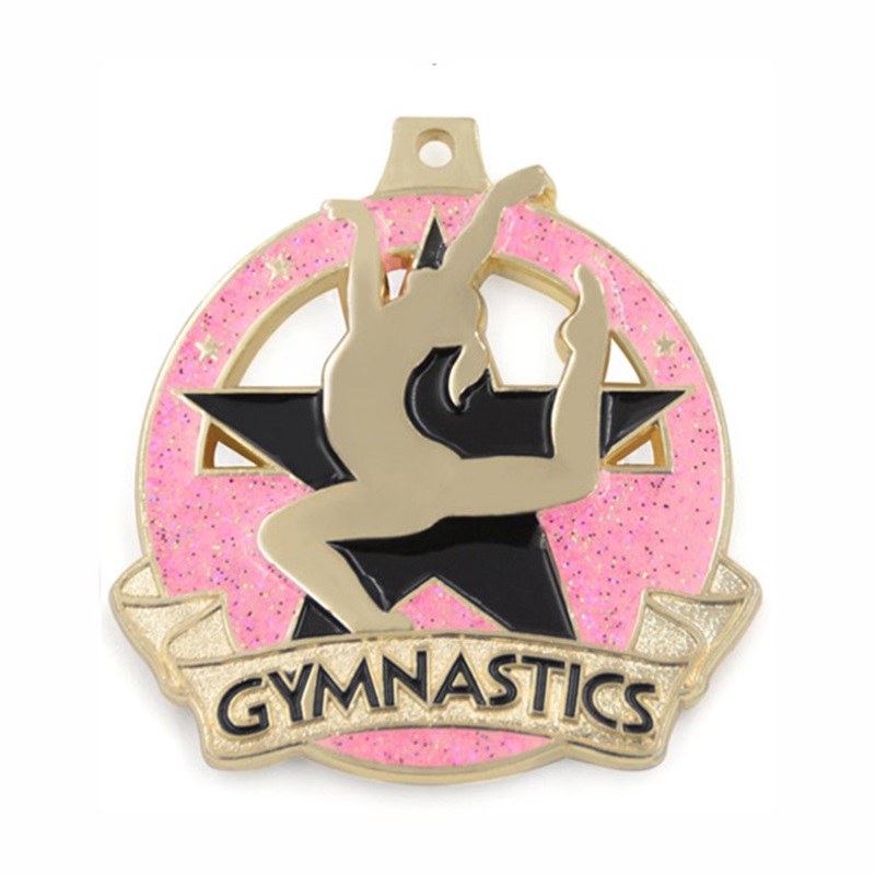 Gag 18K Gold plaqué carré rectangle médaille de gymnastique rythmique pendentif