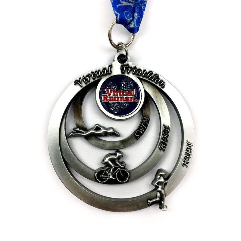 Médailles de récompense Médailles antiques personnalisées Rebin Design 3D Triathlon Médaille