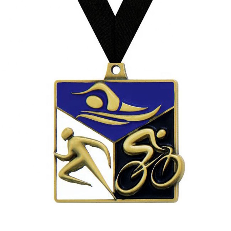 Belle médaille de design 3D UV Impression d'émail médailles de triathlon médaillon