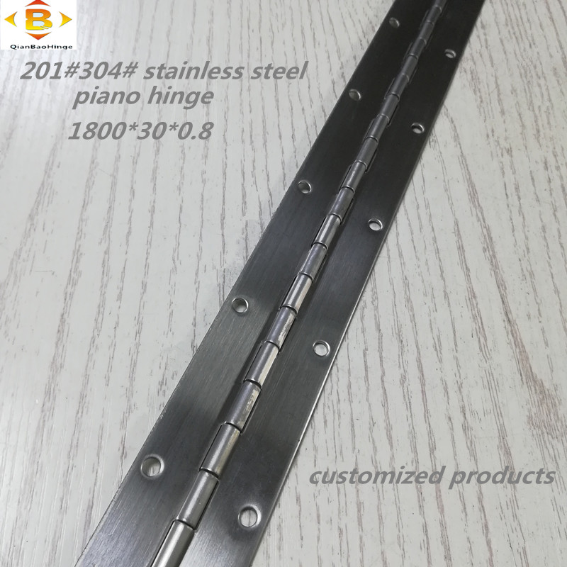 Hinge longue personnalisée 201#304#épaisseur 0,8 mm en acier inoxydable épais charnière de piano continu armoire à rangée