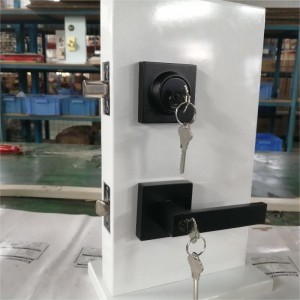 Levier d\'entrée carré avec ensemble de pèlets morts à cylindre, clé, serrure de porte combinée, serrure de porte d\'entrée lourde, pack de portenoire mate 1