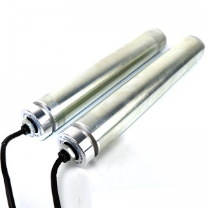 Straitement 76/82 Rouleau électrique DCnon standard, moteur intégré, courroie de convoyeur en acier inoxydable personnalisé, roue synchrone, pignon à double rangée de puissance galvanisée, enrobé en caoutchouc