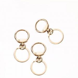 Trimper en piedsprès ouverte Round Snap Carabiner Spring Anneau Round Key Ring Portefeuille Métalcane Métal