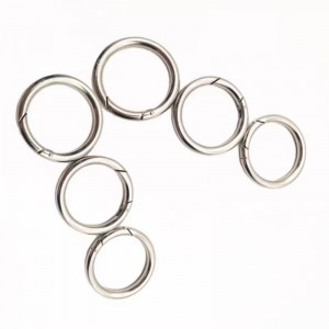 Trimper en piedsprès ouverte Round Snap Carabiner Spring Anneau Round Key Ring Portefeuille Métalcane Métal