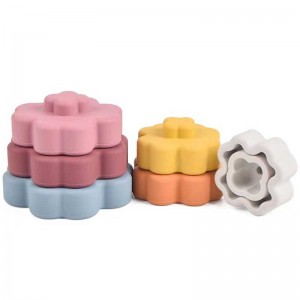 Enfants colorés fleur en silicone sensorielle éducatif de construction