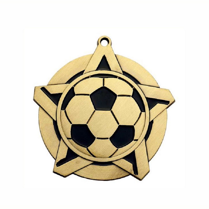 Gag Design Metal 3D Logo Football Soccer Race Sports Gold Award Médailles d'usine Médaille personnalisée avec ruban