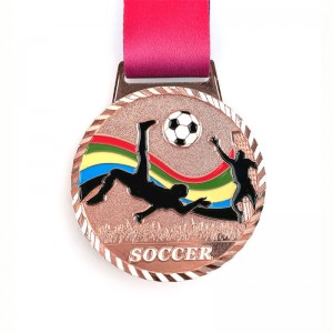 Médaille de football des paillettes de soccer sur mesure 3D