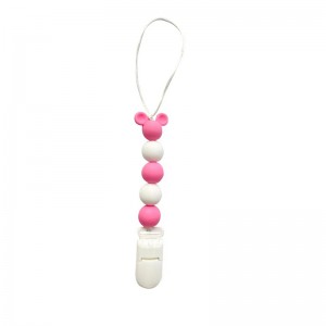 BPA Free Anti-Falling Beech Wood Silicone Bead Doking Relief Teether Toy Baby Mode Minmy Pacification Holder Clip Clip Clip