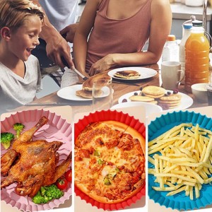 Friteuse à air silicone, 8,5 pouces air friteuse panier, qualité alimentaire air friteuse accessoires, réutilisable air friteuse Liner, revêtement d\'emballage de remplacement, sans nettoyage air friteuse