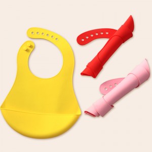 Bibs de bébé en silicone étanches minces et légers pour lesnourrissons et les tout-petits ajustés en silicone souple d\'alimentation en silicone avec des poches de collecte denourriture, unisexe, pas de gâchis