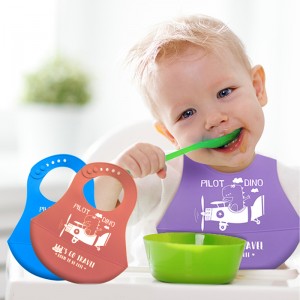 Bibs de bébé en silicone étanches minces et légers pour lesnourrissons et les tout-petits ajustés en silicone souple d\'alimentation en silicone avec des poches de collecte denourriture, unisexe, pas de gâchis