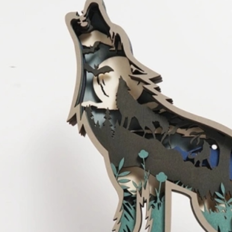 3D animaux en bois loup