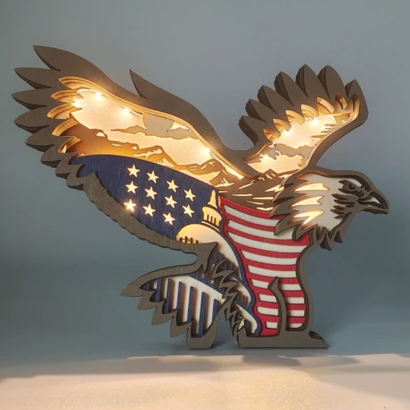 Decoration artisanale en bois 3D Eagle