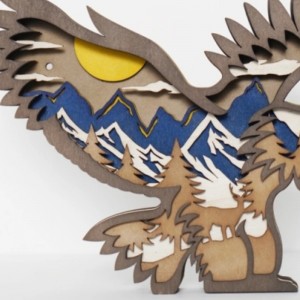 Decoration artisanale en bois 3D Eagle