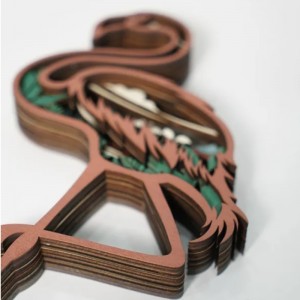 Décoration d\'artefacte en bois 3D Flamingo