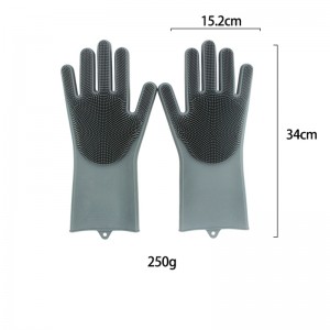 Gants à lavage à vaisselle en silicone réutilisables, mitaines de lave-vaisselle avec pinceau, gants de cuisine ménagers, fournitures de toilettage pour animaux de compagnie