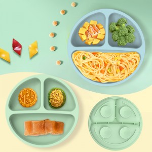 Assiette de dîner en silicone pour les enfants Assiette à aspiration comparativement en silicone
