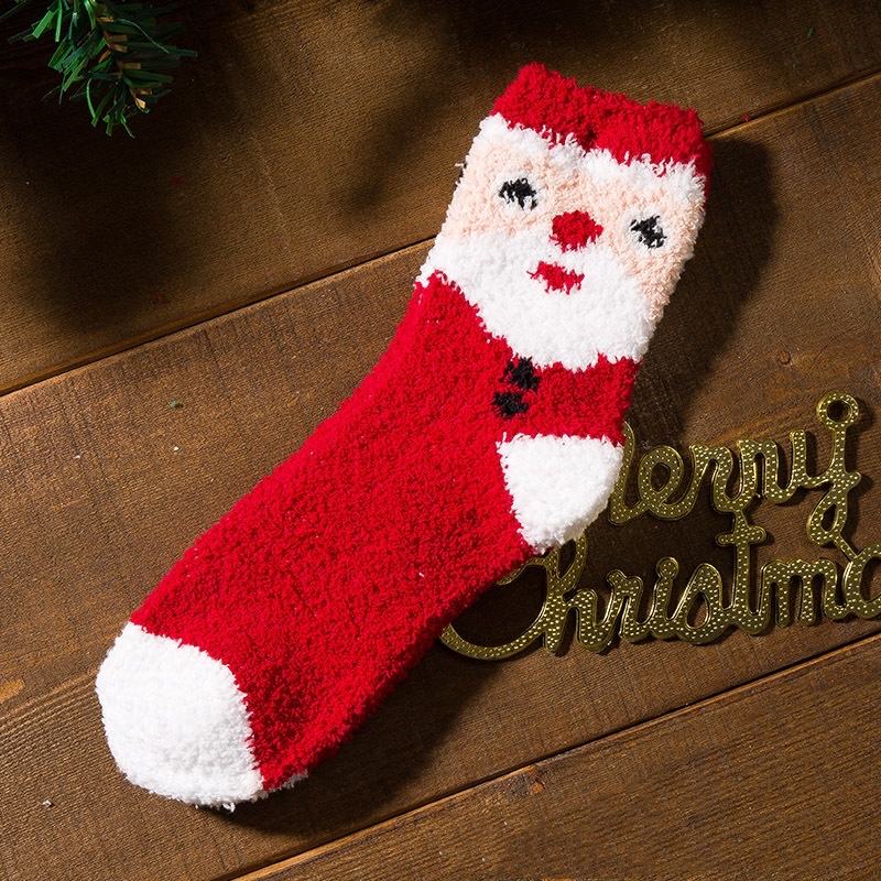 Nouveau antidérapant intérieur confortable doux personnalisé chaud moelleux chaussettes floues de Noël