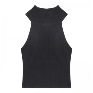Pull à col roulénoir pull sans manches Sweater Femmes \\\\ Spring New Slim-Fit Show Short Style Vest Leggings Top Pull