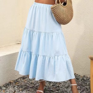 Robe de jupe à longue plage de taille élastique Boho à la ligne A-Line Fluit