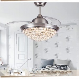 Ventilateur de plafond de lustre K005 avec lumière avec télécommande 42 pouces 3 couleur avec haut-parleur ventilateur en cristal lustre