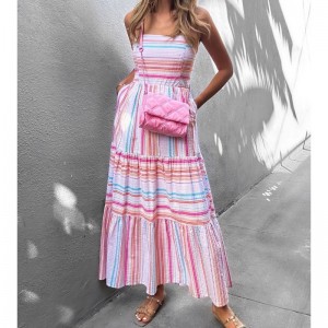 Robe boho à imprimé à rayures
