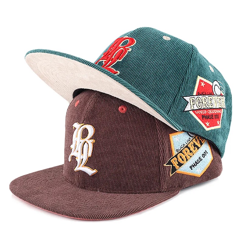 Coup de base pour hommes personnalisés 5 chapeaux de capuchons en velours snapback