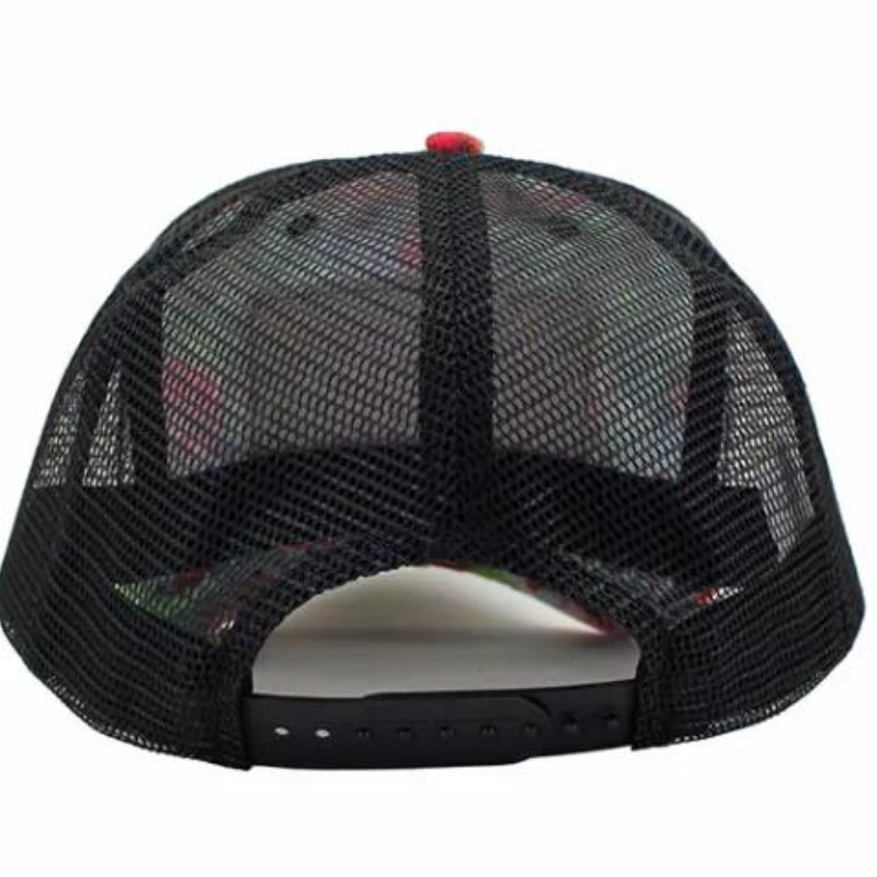 Chapeur de camionneur en filet en tissu imprimé à 5 panneaux