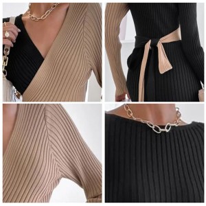 OEM Fashion Design Fancy Sexy Style Sweater Robe 7gg V Neck Neck Anti-Pilling Hip Hop Knit Young Women Sweater Robe