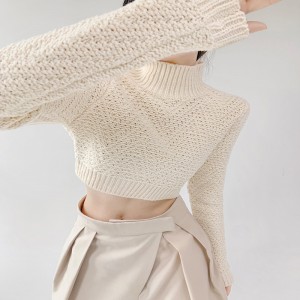 Pull à mi-col en tricot grossier
